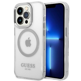 ETUI GUESS METAL LOGO MAGSAFE DO IPHONE 14 PRO MAX SILVER