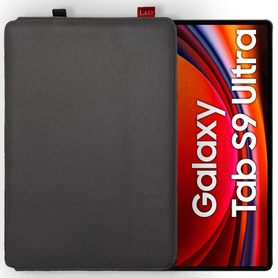 Etui na laptop skórzane LEO Master do Galaxy Tab S9 Ultra czarne