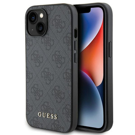 Guess Metal Gold Logo | Etui do iPhone 15 - GREY