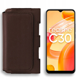 KABURA SKÓRZANA LEO do REALME C30 BRĄZOWA