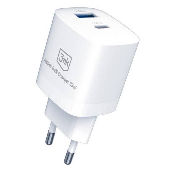 3MK Hyper GaN USB-A USB-C Charger | Ładowarka Sieciowa 33W - WHITE