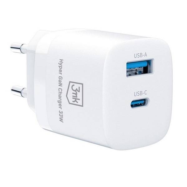 3MK Hyper GaN USB-A USB-C Charger | Ładowarka Sieciowa 33W - WHITE