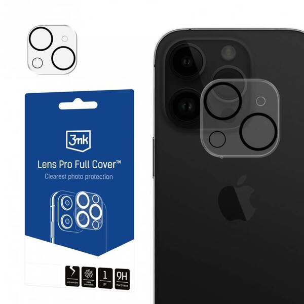 3MK Lens Pro Full Cover | Szkło na Aparat do iPhone 15/15 Plus - BLACK