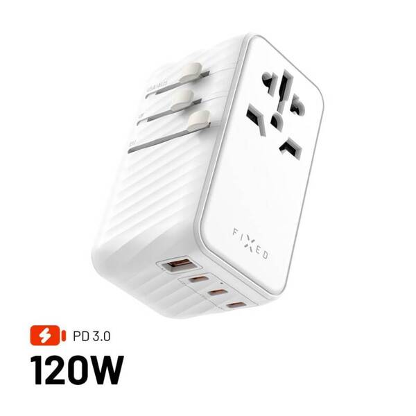 ADAPTER PODRÓŻNY UE UK USA/AUS FIXED 120W 3XUSB-C+1XUSB