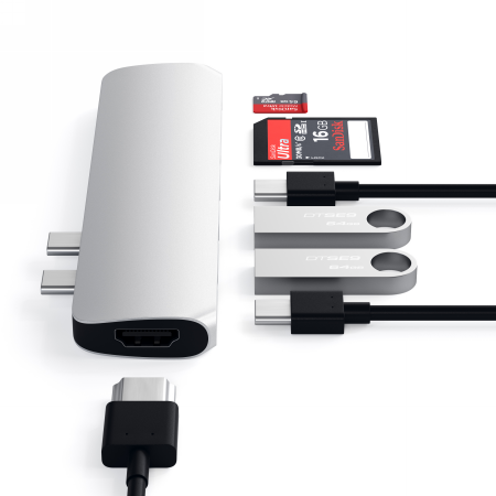 Adapter Hub USB C do MacBook USB C USB A 4K HDMI micro/SD - Satechi