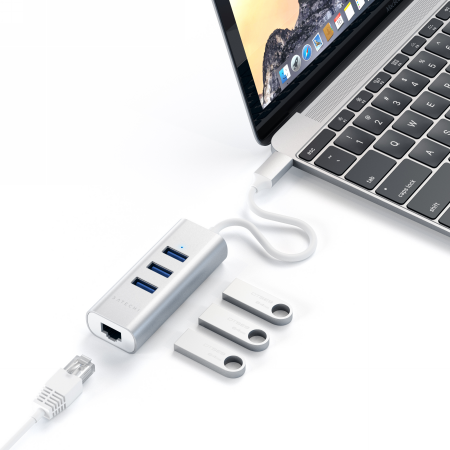 Adapter Hub do laptopów i komputerów USB C 3x USB A, Ethernet - Satechi