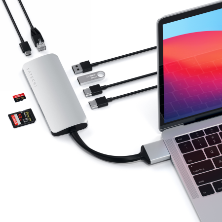 Adapter do MacBook USB-C PD 60W USB-A HDMI 4K micro/SD Ethernet - Satechi