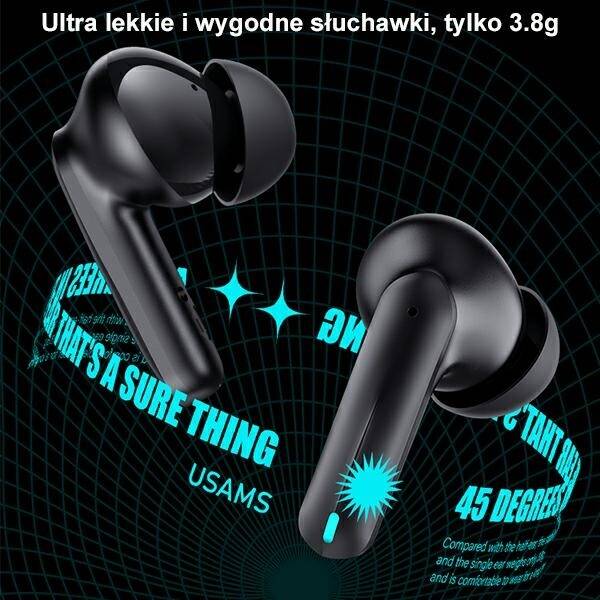 BEZPRZEWODOWE SŁUCHAWKI BLUETOOTH USAMS 5.3 GAMING EARBUDS BLACK