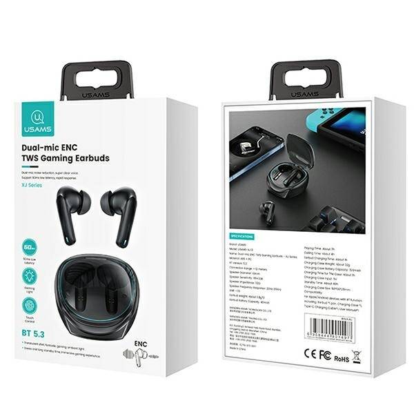 BEZPRZEWODOWE SŁUCHAWKI BLUETOOTH USAMS 5.3 GAMING EARBUDS BLACK