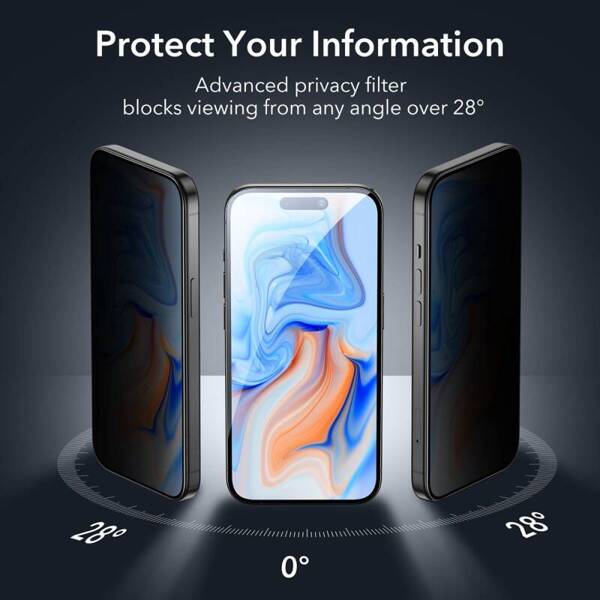 ESR Privacy | Szkło Prywatyzujące do iPhone 15 Plus - BLACK