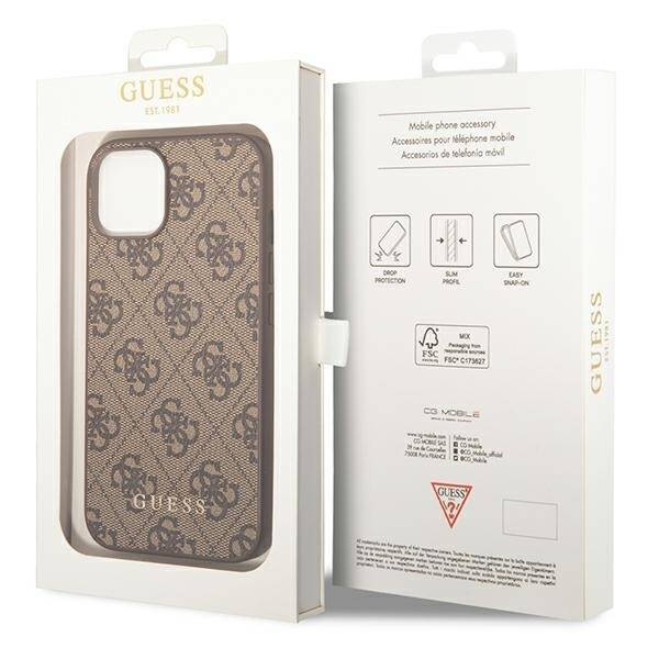 ETUI 4G BIG METAL LOGO GUESS DO IPHONE 14 / 15 BROWN