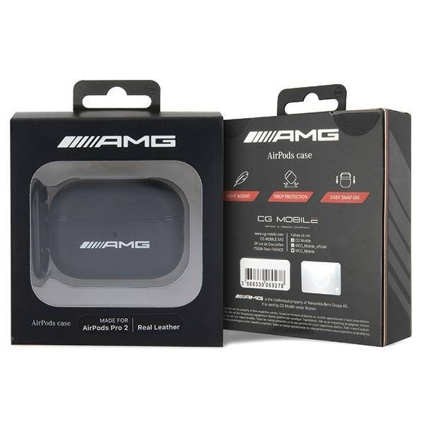 ETUI AMG DO AIRPODS 2 COVER BLACK LEATHER WHITE LOGO