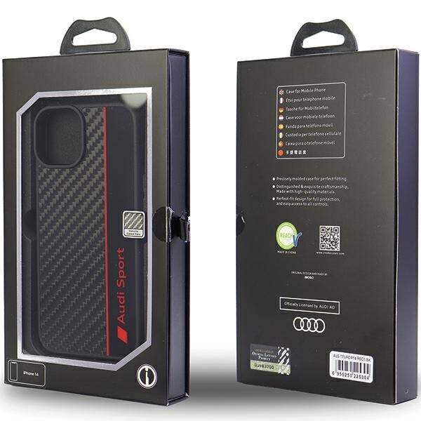 ETUI AUDI CARBON FIBER DO IPHONE 14 / 15 BLACK