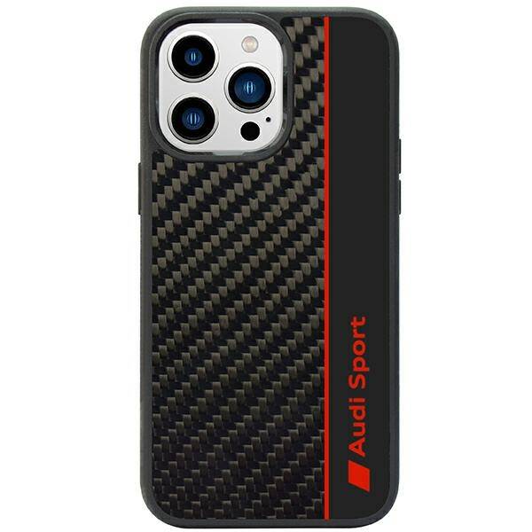 ETUI AUDI CARBON FIBER STRIPE DO IPHONE 14 PRO BLACK