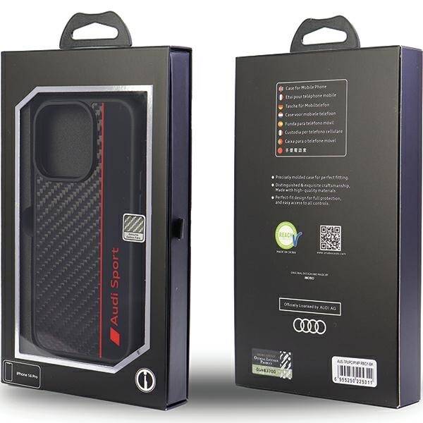 ETUI AUDI CARBON FIBER STRIPE DO IPHONE 14 PRO BLACK