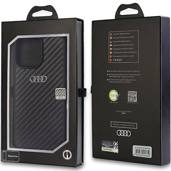 ETUI AUDI CARBON FIBER STRIPE DO IPHONE 14 PRO BLACK