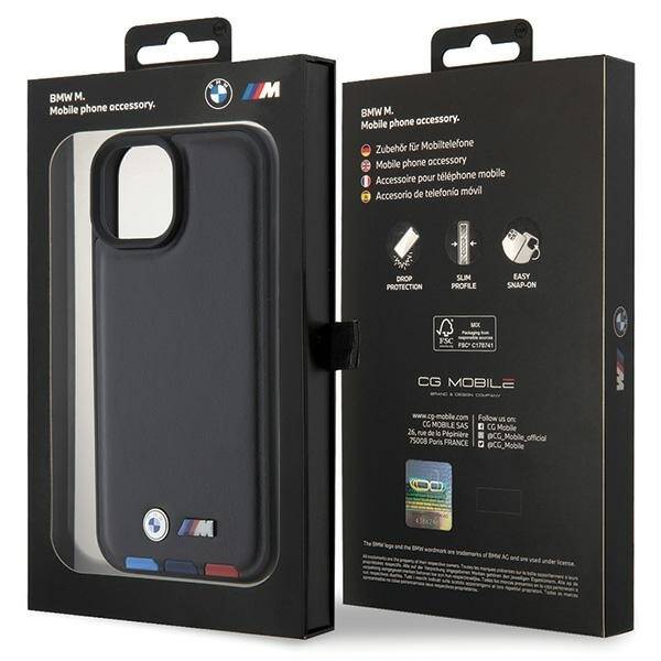 ETUI BMW DO IPHONE 13/14/15 LEATHER STRAMP BLACK