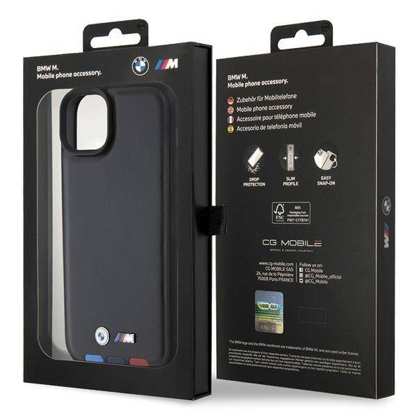 ETUI BMW DO IPHONE 14 PLUS / 15 PLUS LEATHER STRAMP BLACK