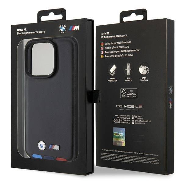 ETUI BMW DO IPHONE 15 PRO LEATHER STRAMP BLACK