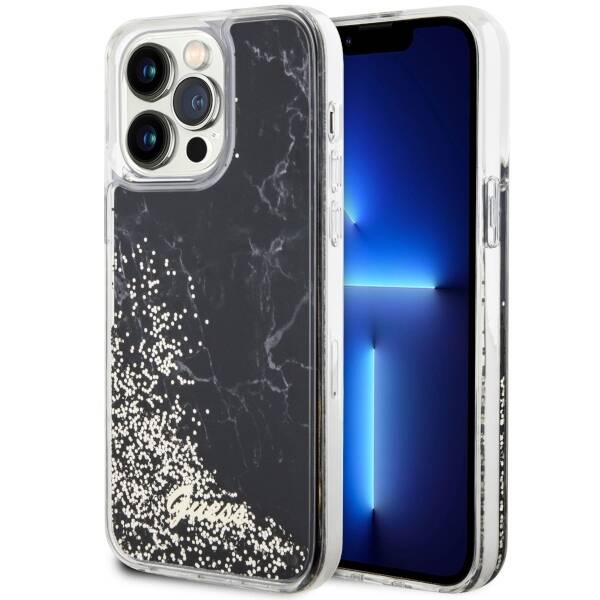 ETUI CASE GUESS LIQUID GLITTER MARBLE DO IPHONE 14 PRO MAX BLACK