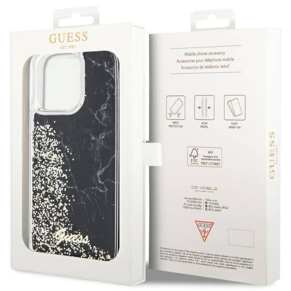 ETUI CASE GUESS LIQUID GLITTER MARBLE DO IPHONE 14 PRO MAX BLACK