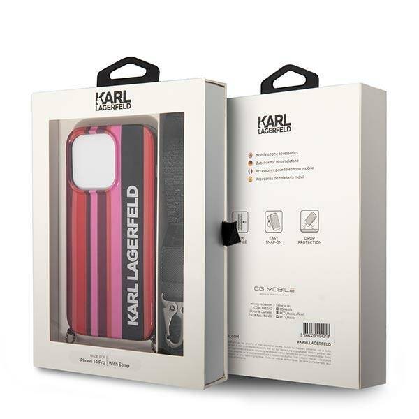 ETUI CASE KARL LAGERFELD STRIPES OBUDOWA DO IPHONE 14 PRO PINK