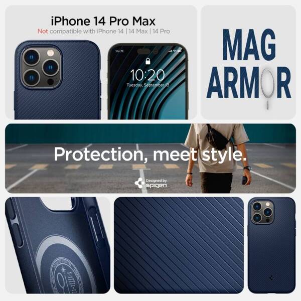 ETUI CASE SPIGEN MAG ARMOR OBUDOWA DO IPHONE 14 PRO MAX NAVY BLUE