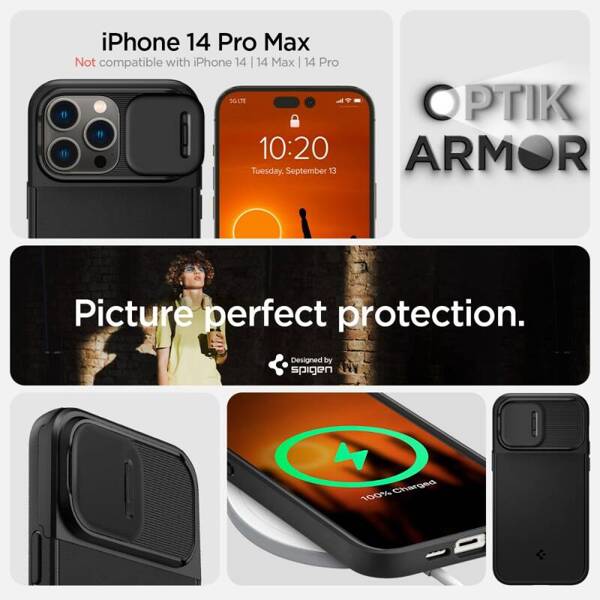 ETUI CASE SPIGEN OPTIK ARMOR MAGSAFE OBUDOWA DO IPHONE 14 PRO MAX BLACK