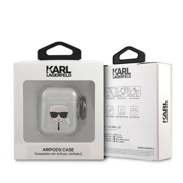 ETUI DO AIRPODS 1/2 KARL LAGERFELD COVER SILVER GLITTER