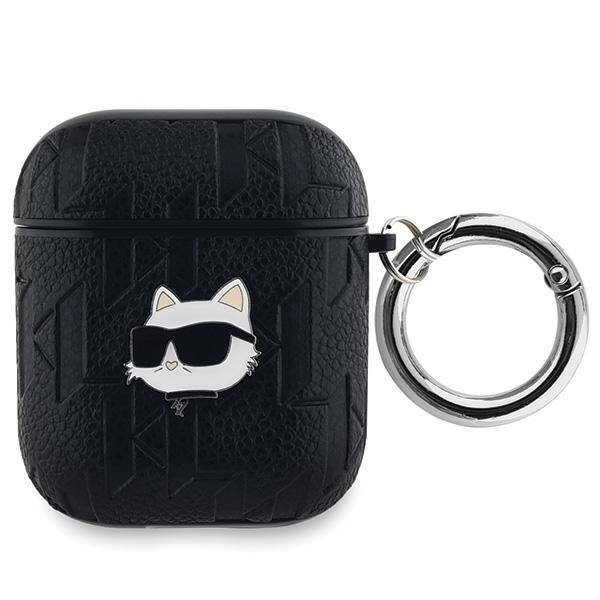 ETUI DO AIRPODS 1 / 2 KARL LAGERFELD MONOGRAM CHOUPETTE HEAD CZARNE