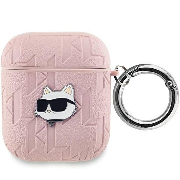 ETUI DO AIRPODS 1 / 2 KARL LAGERFELD MONOGRAM CHOUPETTE HEAD RÓŻOWE