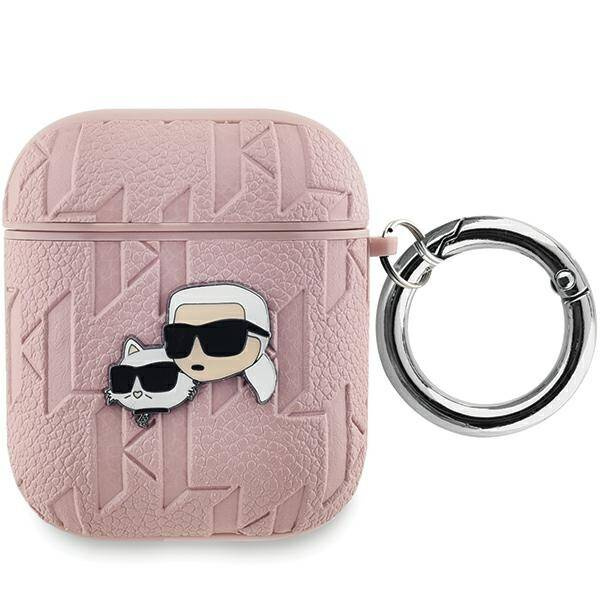 ETUI DO AIRPODS 1 / 2 KARL LAGERFELD MONOGRAM KARL & CHOUPETTE HEAD RÓŻOWE