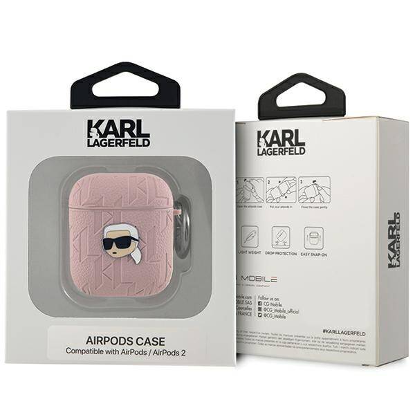 ETUI DO AIRPODS 1 / 2 KARL LAGERFELD MONOGRAM KARL HEAD COVER RÓŻOWE