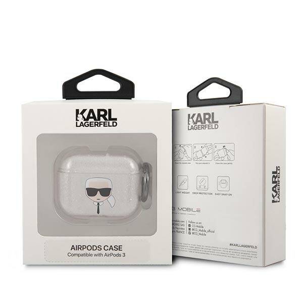 ETUI DO AIRPODS 3 KARL LAGERFELD COVER SILVER GLITTER