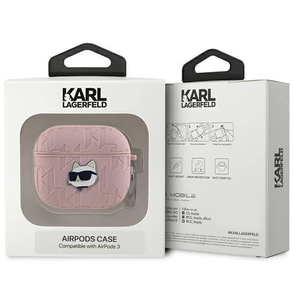 ETUI DO AIRPODS 3 KARL LAGERFELD MONOGRAM CHOUPETTE HEAD RÓŻOWE