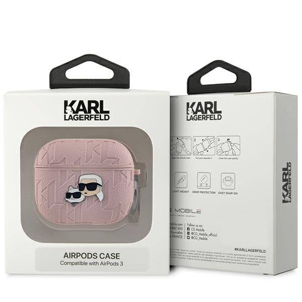 ETUI DO AIRPODS 3 KARL LAGERFELD MONOGRAM KARL&CHOUPETTE HEAD RÓŻOWE