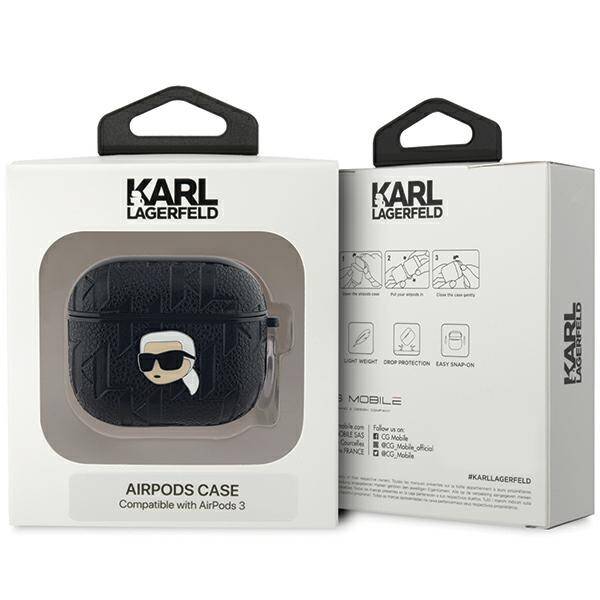 ETUI DO AIRPODS 3 KARL LAGERFELD MONOGRAM KARL HEAD COVER CZARNE