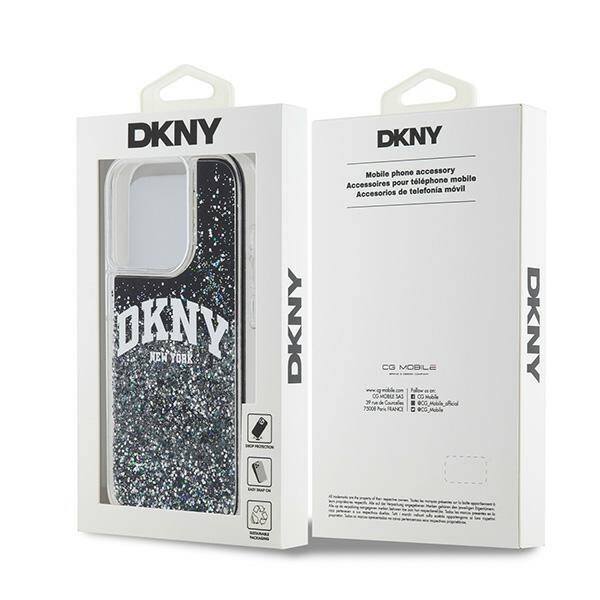 ETUI DO IPHONE 13 PRO / 13 6.1" DKNY LIQUID GLITTER BIG LOGO CZARNE