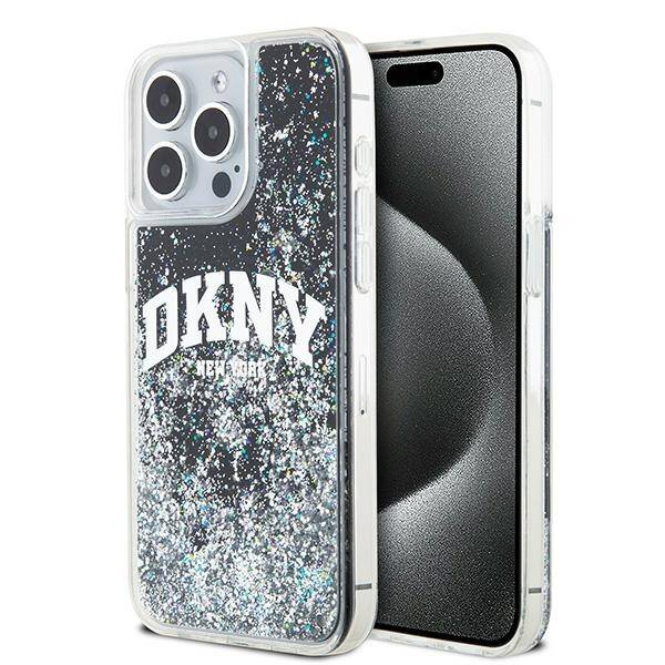 ETUI DO IPHONE 13 PRO MAX 6.7" DKNY LIQUID GLITTER BIG LOGO CZARNE