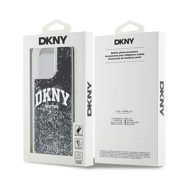 ETUI DO IPHONE 13 PRO MAX 6.7" DKNY LIQUID GLITTER BIG LOGO CZARNE