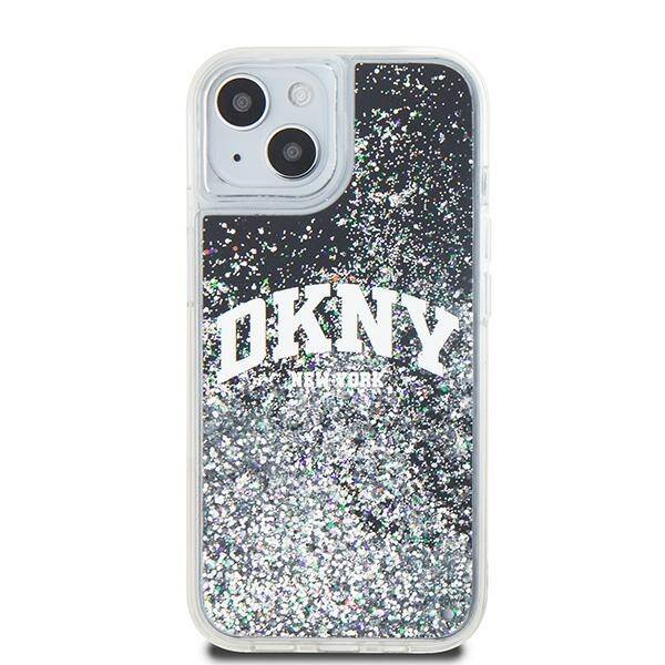 ETUI DO IPHONE 14 / 15 / 13 6.1" DKNY LIQUID GLITTER BIG LOGO CZARNE