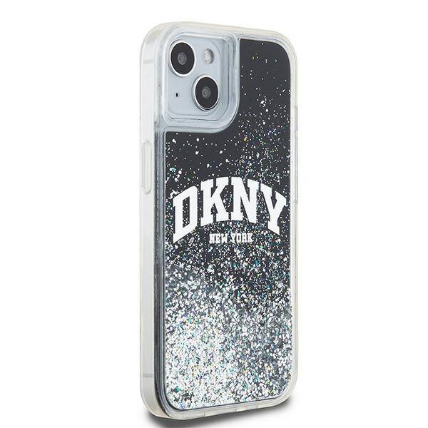 ETUI DO IPHONE 14 / 15 / 13 6.1" DKNY LIQUID GLITTER BIG LOGO CZARNE