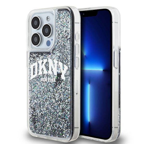 ETUI DO IPHONE 14 PRO 6.1" DKNY LIQUID GLITTER BIG LOGO CZARNE