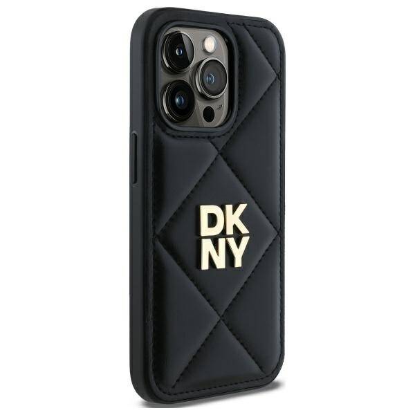 ETUI DO IPHONE 14 PRO 6.1" DKNY QUILTED STACK LOGO CZARNE