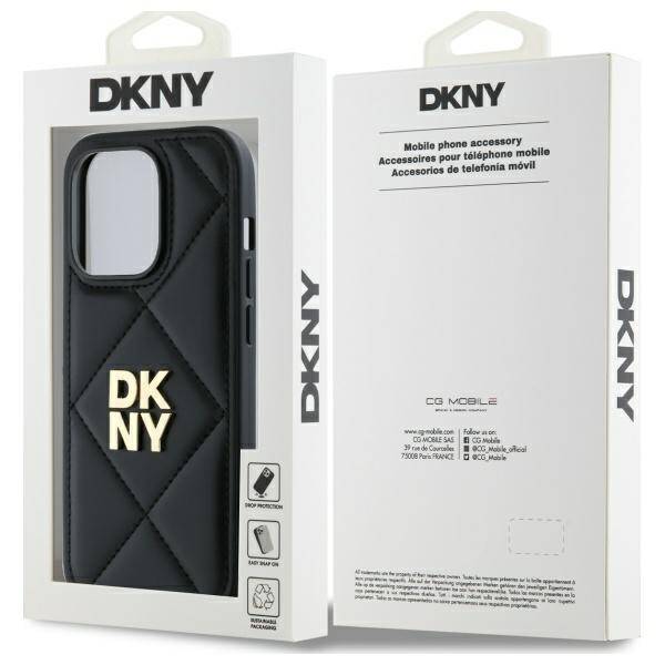 ETUI DO IPHONE 14 PRO 6.1" DKNY QUILTED STACK LOGO CZARNE