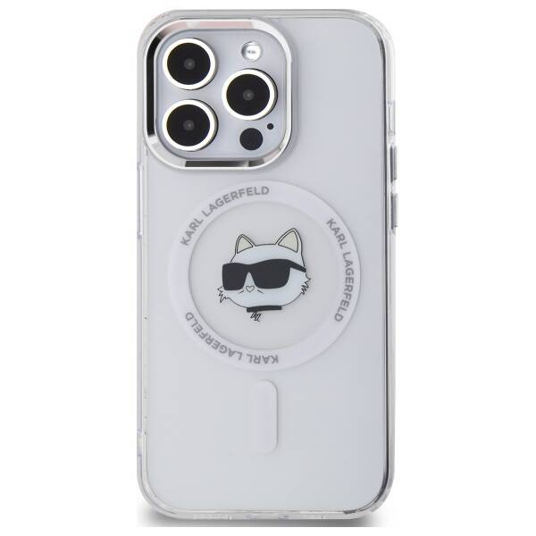 ETUI DO IPHONE 14 PRO 6.1" KARL LAGERFELD IML METAL CHOUPETTE HEAD BIAŁE