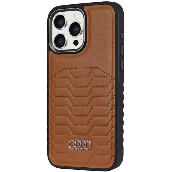 ETUI DO IPHONE 14 PRO AUDI SYNTHETIC LEATHER MAGSAFE BRĄZOWE