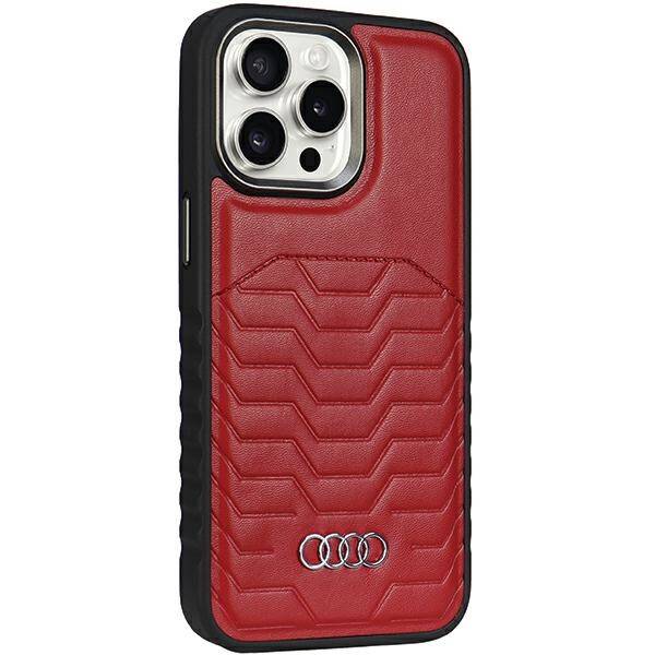 ETUI DO IPHONE 14 PRO AUDI SYNTHETIC LEATHER MAGSAFE CZERWONE