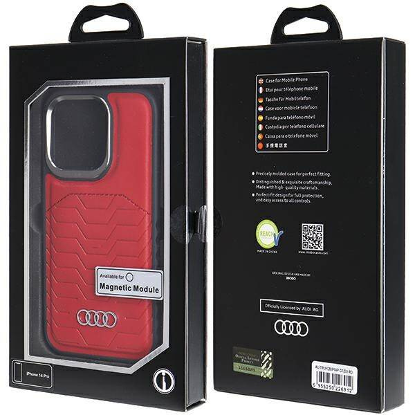 ETUI DO IPHONE 14 PRO AUDI SYNTHETIC LEATHER MAGSAFE CZERWONE