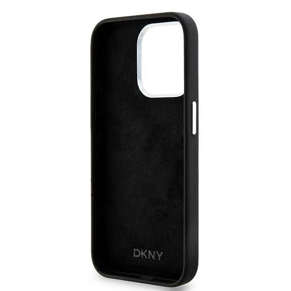 ETUI DO IPHONE 14 PRO DKNY LIQUID SILICONE SMALL METAL LOGO MAGSAFE CZARNE